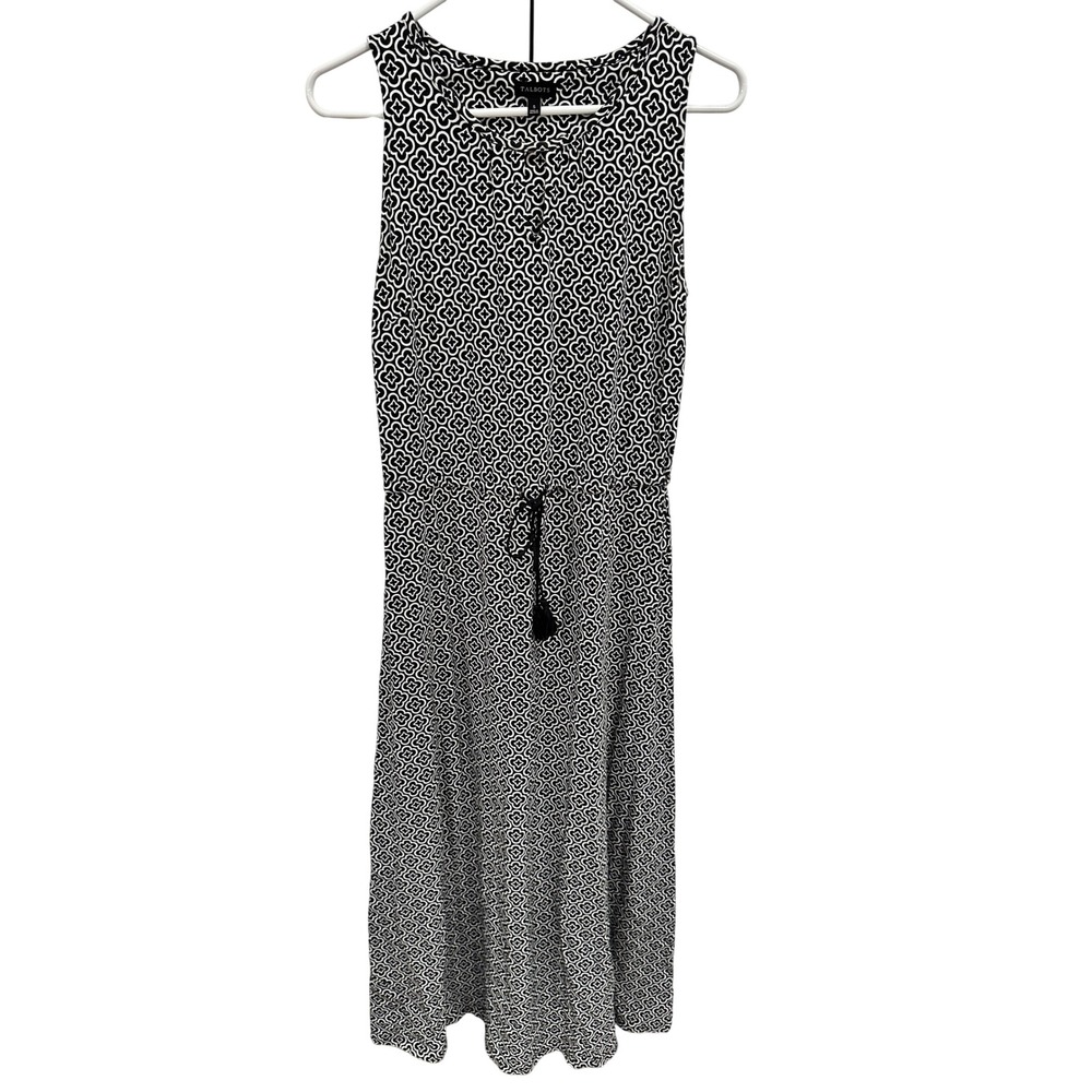 Talbots Women's Black White Geometric Print‎ Sleeveless Maxi Dress Size S